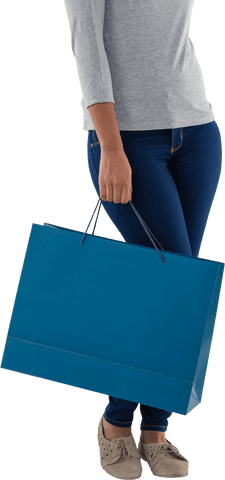 transparent woman holding large blue shopping bag - Download Free Stock Videos Pikwizard.com