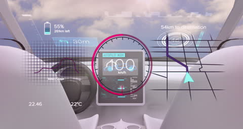 Futuristic Car Dashboard with Digital Interfaces