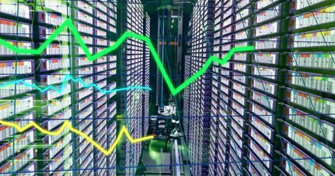 Data Center Analysis with Overlaid Financial Graphs - Download Free Stock Images Pikwizard.com