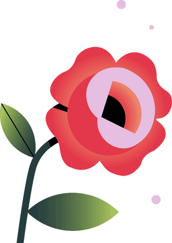 Abstract red flower design on transparent background