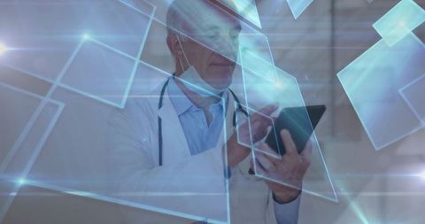 Futuristic Technology in Healthcare: Doctor Interacts with Holographic Interface