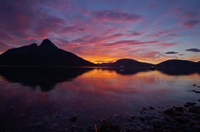Stunning Mountain Lake at Sunrise with Colorful Sky Reflection - Download Free Stock Photos Pikwizard.com
