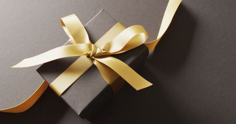 Luxury Black Gift Box with Gold Ribbon on Black Background - Download Free Stock Images Pikwizard.com