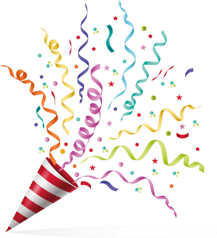 Festive Confetti Explosion with Colorful Streamers on Transparent Background