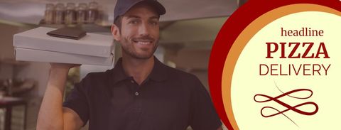 Smiling Delivery Person Holding Pizza Boxes Promoting Reliability - Download Free Stock Templates Pikwizard.com