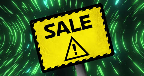 Vibrant Dynamic Sale Sign with Green Light Motion