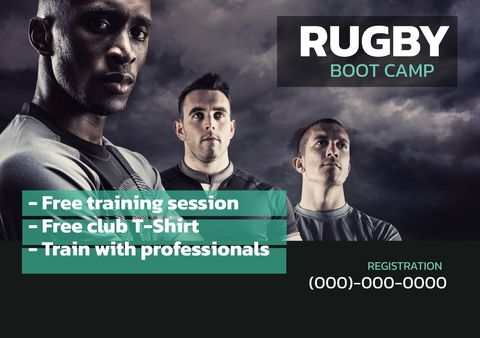 Rugby Boot Camp Promotion with Focused Players - Download Free Stock Templates Pikwizard.com