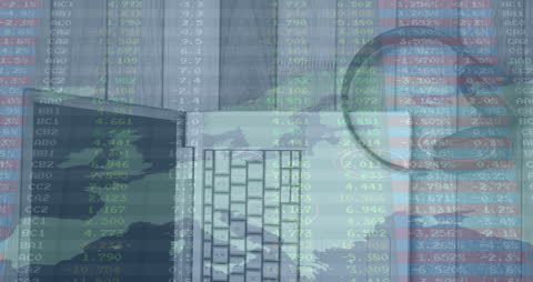 Digital World Map and Stock Data Processing Over Technology Gear