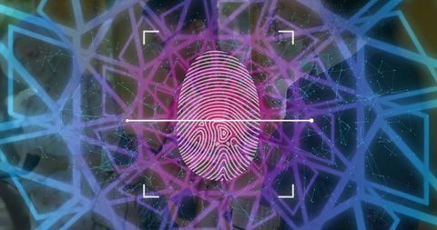 Digital Fingerprint Scan in Futuristic Security Interface
