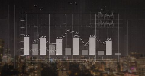 City Skyline with Data Visualization Overlay