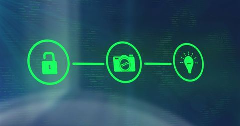 Digital Holographic Interface with Security, Photography, Innovation Icons - Download Free Stock Images Pikwizard.com