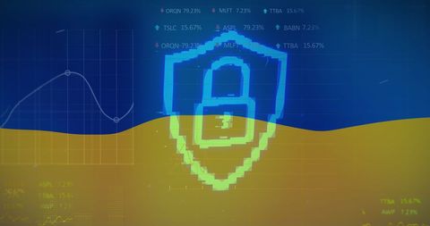 Data Security and Ukrainian Crisis with Futuristic Digital Display - Download Free Stock Images Pikwizard.com