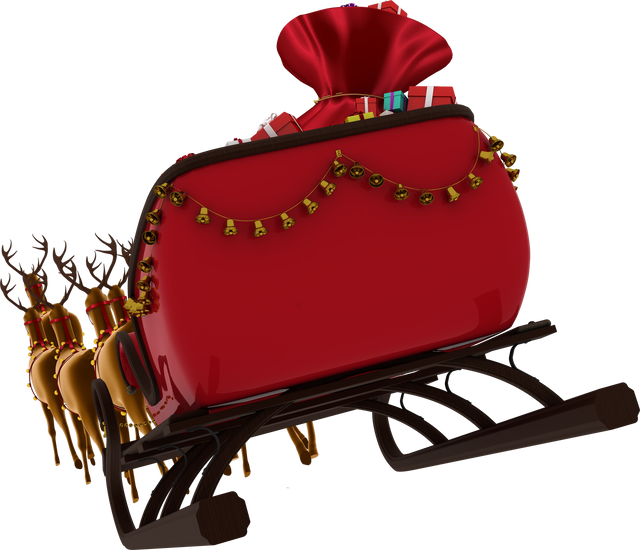 Transparent Rear View of Santa's Sleigh with Reindeers and Christmas Gifts - Download Free Stock Videos Pikwizard.com