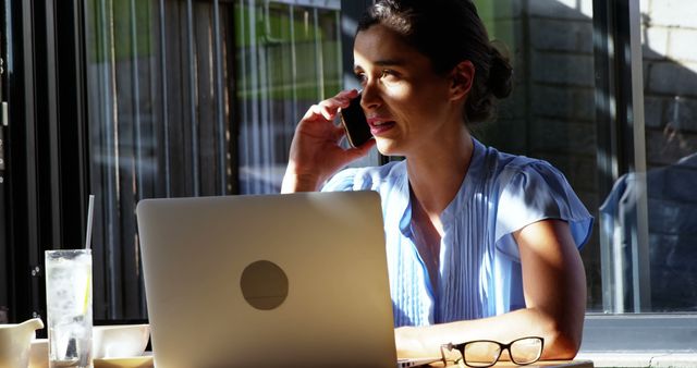 Woman Working from Home Office Taking Phone Call - Download Free Stock Images Pikwizard.com