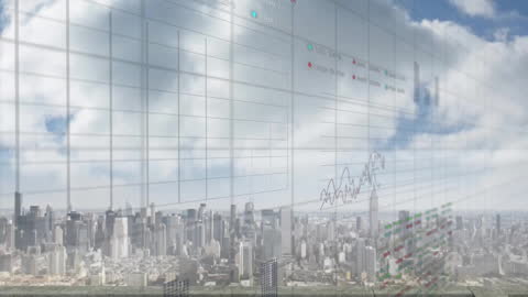 Digital Data Visualization Over Cityscape with Graphs