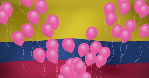 Pink Balloons Over Colombian Flag for Celebration Concept - Download Free Stock Images Pikwizard.com