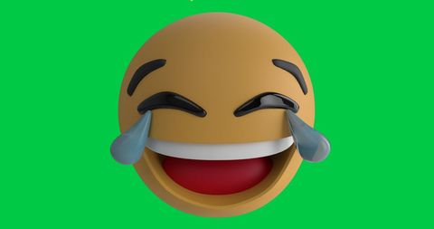 Laughing Emoji Icon with Gold Confetti on Green Screen Background - Download Free Stock Images Pikwizard.com