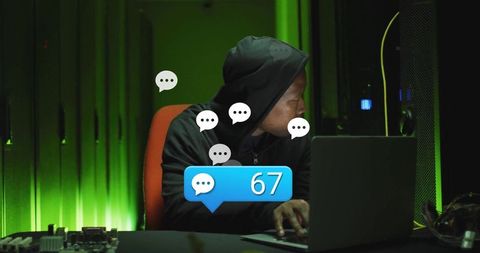 Cybersecurity Expert Monitoring Network Communications in Data Center