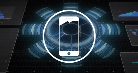 Smartphone Icon with Futuristic Interface