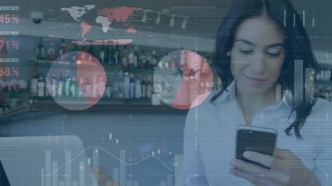 Businesswoman Analyzing Financial Data on Smartphone Technology