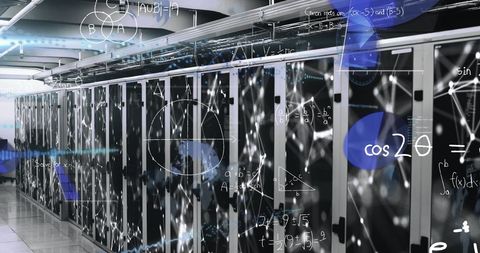 Mathematical equations overlay with data storage technology
