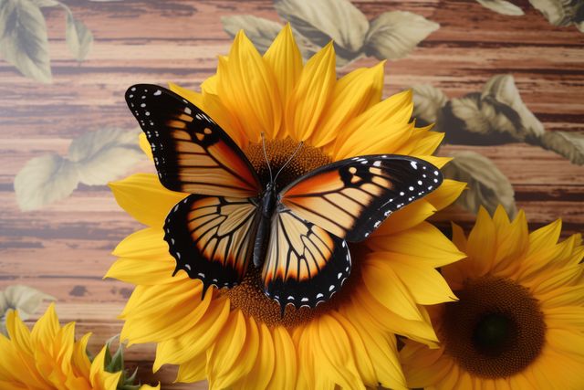 Close up of butterfly perched on sunflower, created using generative ai technology - Download Free Stock Photos Pikwizard.com