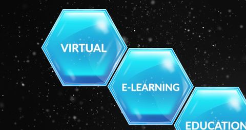 Digital Learning Concept with Hexagons and Starry Background - Download Free Stock Images Pikwizard.com