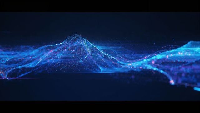 Futuristic Neon Blue Digital Landscape
