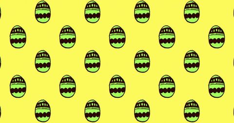 Seamless Easter Eggs Pattern on Bright Yellow Background