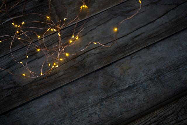 Fairy Lights on Rustic Wooden Plank - Download Free Stock Photos Pikwizard.com