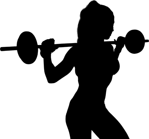 Transparent Silhouette of Sportswoman Lifting Barbell