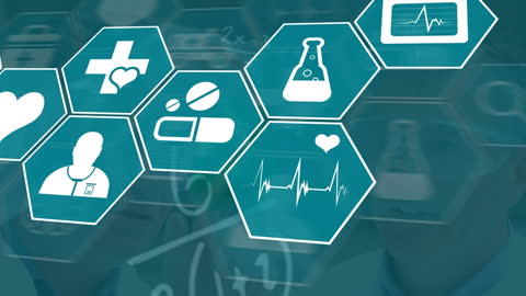 Medical Innovation Display with Global Healthcare Icons