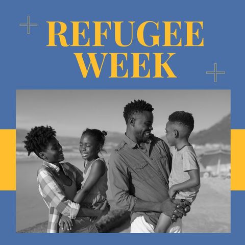 african american family celebrating refugee week at beach - Download Free Stock Templates Pikwizard.com