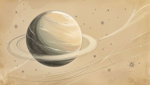 Planet venus surrounded by stars on minimalist background