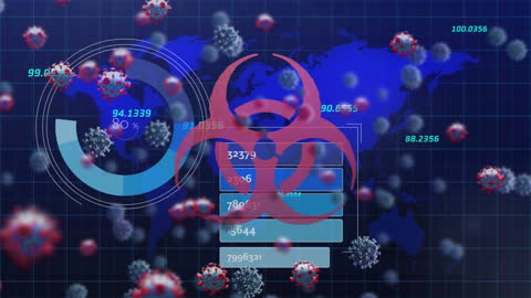 COVID-19 Pandemic Data and Biohazard Symbol Animation