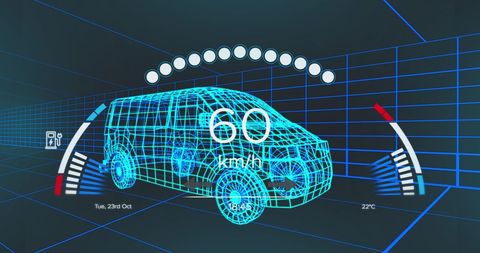 Futuristic Digital Speedometer on Electric Van Concept - Download Free Stock Images Pikwizard.com
