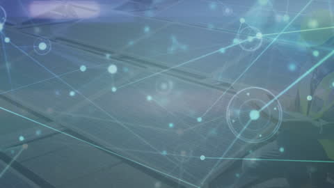 Global Network Animation Over Solar Technology Concept