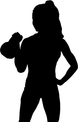 Woman with dumbbell silhouette on transparent background