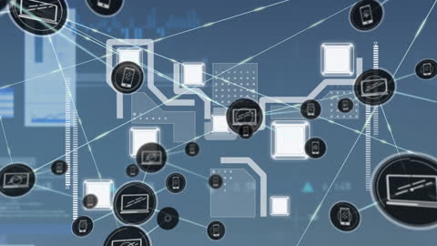 Digital Connections and Network Icons Overlay