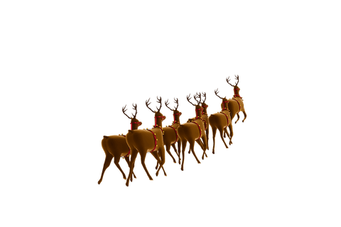 Santa's Sleigh Reindeer on Transparent Vector Background Icon