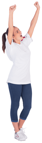 Transparent Enthusiastic Fan Cheering in White Outfit