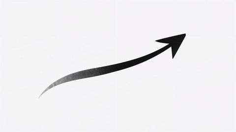 Black curved arrow on white background indicates direction