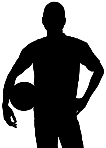 Transparent silhouette of athlete holding ball, sport icon