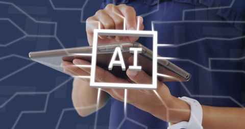 Artificial Intelligence Data Processing on Tablet Screen