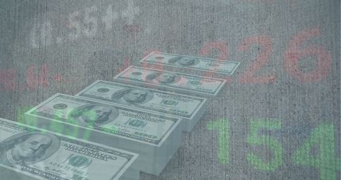 Stock Market Data Overlay on Dollar Bills Background - Download Free Stock Images Pikwizard.com