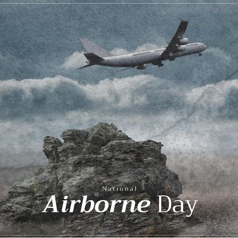 airplane soaring over rocky terrain for national airborne day - Download Free Stock Templates Pikwizard.com