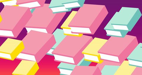 Colorful Books Flying on Purple Gradient Background - Download Free Stock Images Pikwizard.com