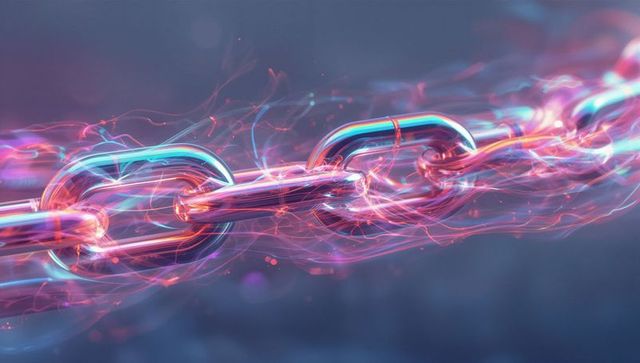 Futuristic Metallic Chain with Neon Energy Streams