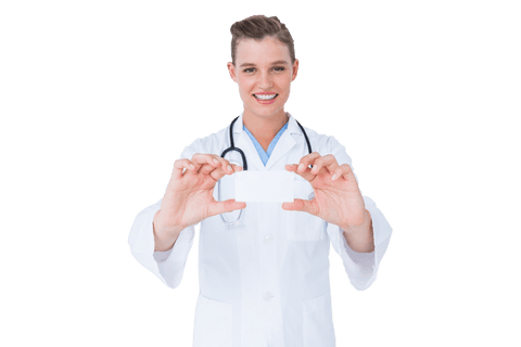 smiling female doctor holding transparent card - Download Free Stock Videos Pikwizard.com