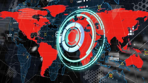 Global Security Technology Concept With Scanning Animation